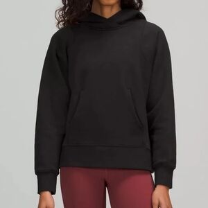 Lululemon Loungeful Hoodie Sweatshirt‎ Sz 6 Black Front Pocket Layer Warm Active